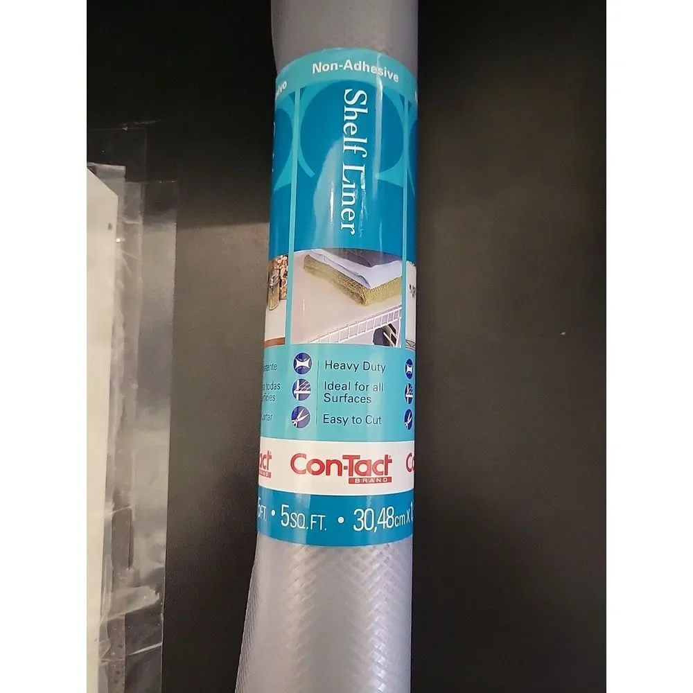 Con-Tact 12 In. x‎ 5 Ft. Clear Non-Adhesive Shelf Liner 05F-C5T10-01 Con-Tact